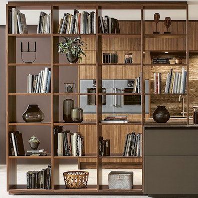 Open boekenkast voor keukenwand