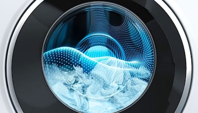 Illustratie van Siemens sensoFresh dat kleding met actieve zuurstof opfrist zonder water of wasmiddel.