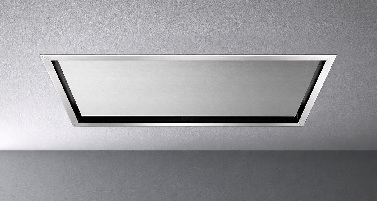 Plafondafzuigkap ingebouwd in wit plafond voor onzichtbare afzuiging