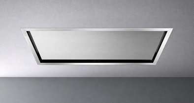 Plafondafzuigkap ingebouwd in wit plafond voor onzichtbare afzuiging