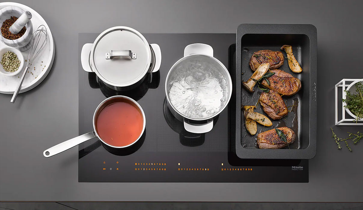 Miele PowerFlex kookzone inductiekookplaat met pan flexibele zone grote pannen