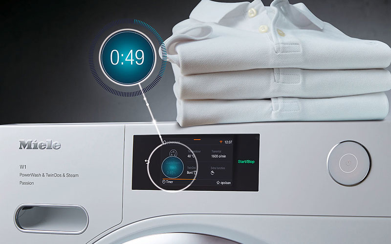Miele wasmachine met PowerWash technologie en digitale display voor snelle en energiezuinige reiniging