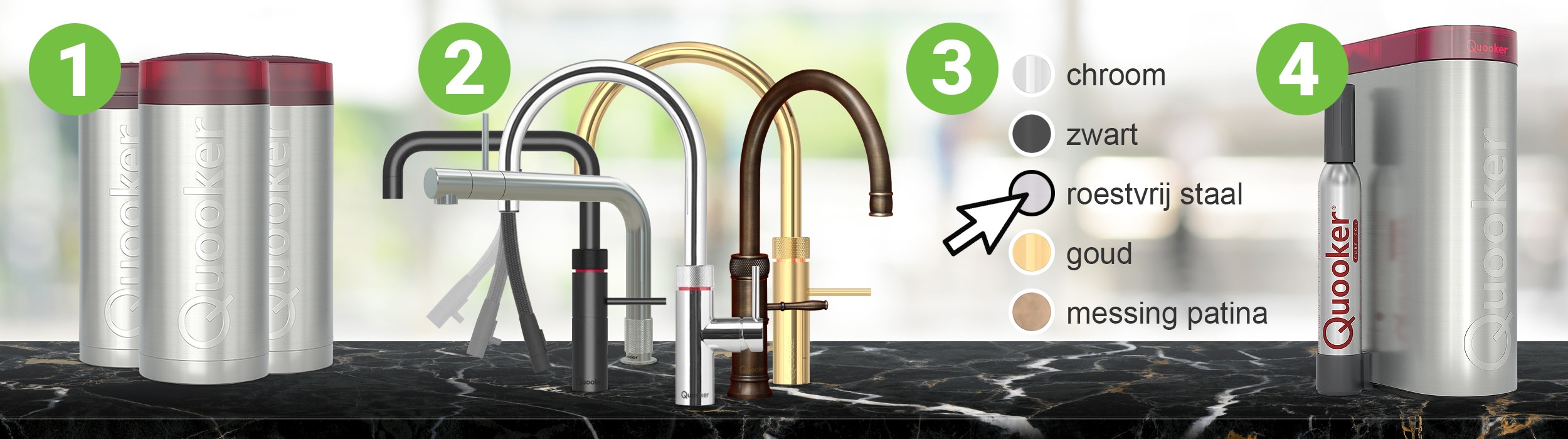 Prijsopbouw Quooker-systeem - Kies je Quooker in 4 stappen