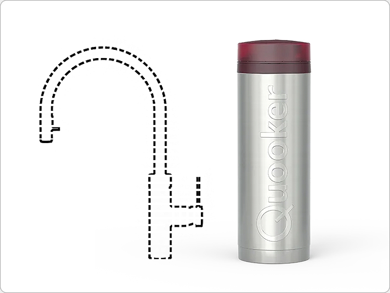 Quooker PRO3 reservoir met gestippelde kraan — los reservoir voor 3 liter kokend water, combineer met kraan naar keuze