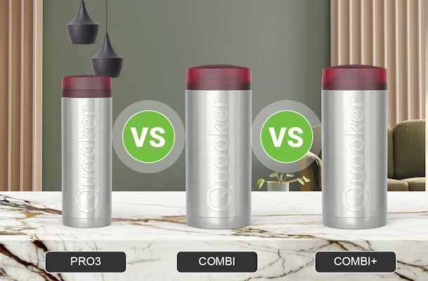 Vergelijking van Quooker reservoirs PRO3, COMBI en COMBI Plus met verschillen in kokend en warm watercapaciteit