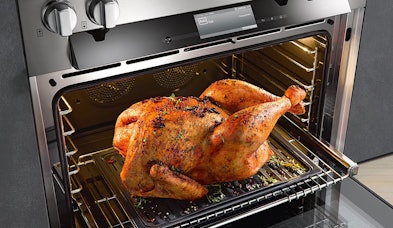 Miele oven snoerloze bratometer draadloze vleesthermometer perfect gebraden kip kerntemperatuur meting