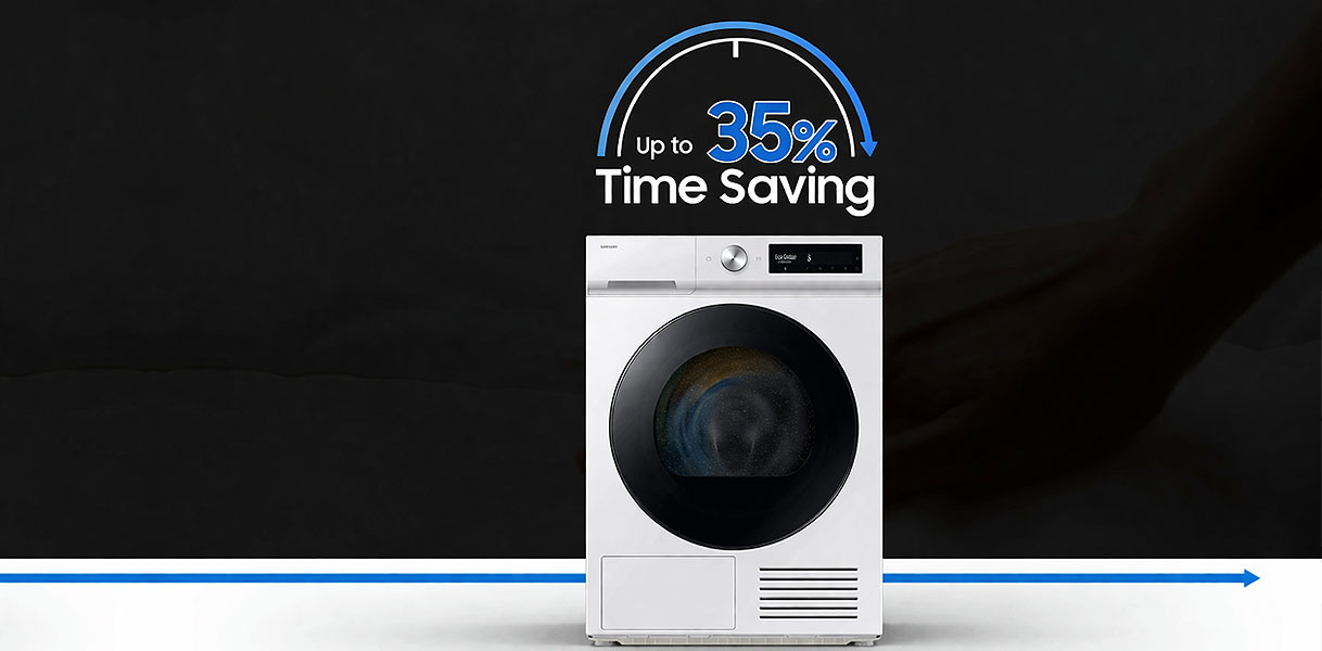 Samsung droger met QuickDrive technologie bespaart tot 35 procent droogtijd ten opzichte van standaard programma's