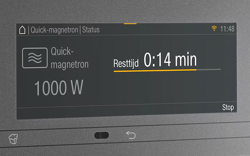 Bedieningsdisplay Miele combimagnetron met QuickStart functie op 1000 watt voor snel opwarmen