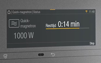 Bedieningsdisplay Miele combimagnetron met QuickStart functie op 1000 watt voor snel opwarmen