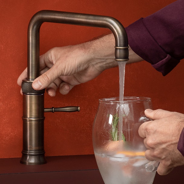 Quooker Classic Fusion square messing patina