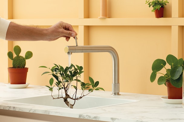 Quooker Front met hendel aan de voorkant van de kraanuitloop