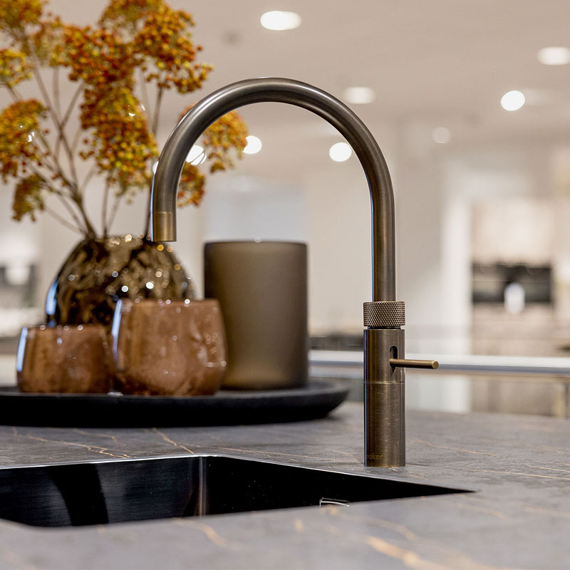 Quooker kokend waterkraan messing patina