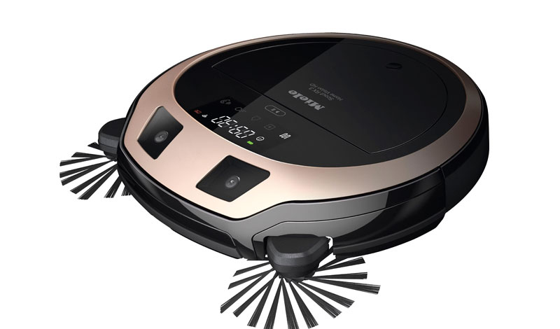 Robotstofzuiger met zijborstels en sensoren voor automatisch stofzuigen