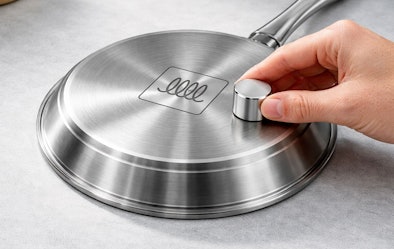 Roestvrijstalen pan met magnetische sandwichbodem geschikt voor inductie