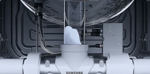 Samsung EcoBubble die wasmiddel omzet in schuim dat snel in het wasgoed trekt