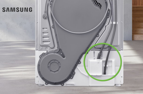 Samsung droger op waterafvoer aansluiten.