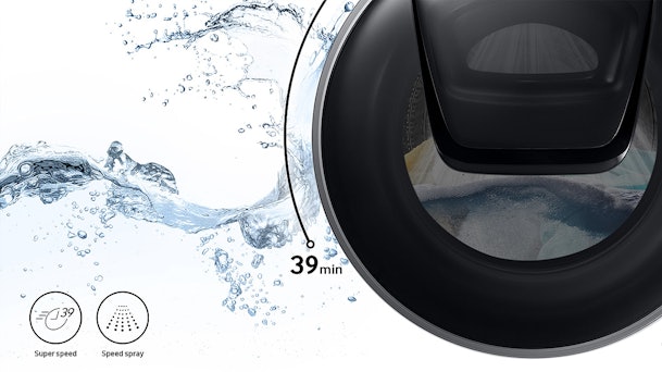 Samsung Super Speed wast een volle trommel in slechts 39 minuten.