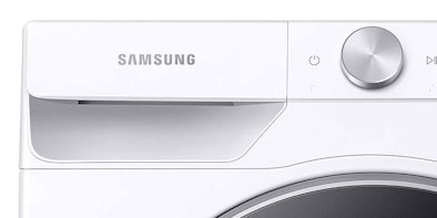 Bedieningspaneel van een Samsung wasmachine met wasmiddelbakje