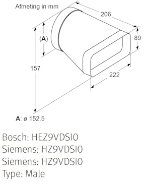 Schets adaptereindstuk