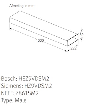 Schets vlakke rechte buis 1000 mm
