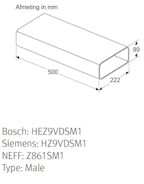 Schets vlakke rechte buis 500 mm