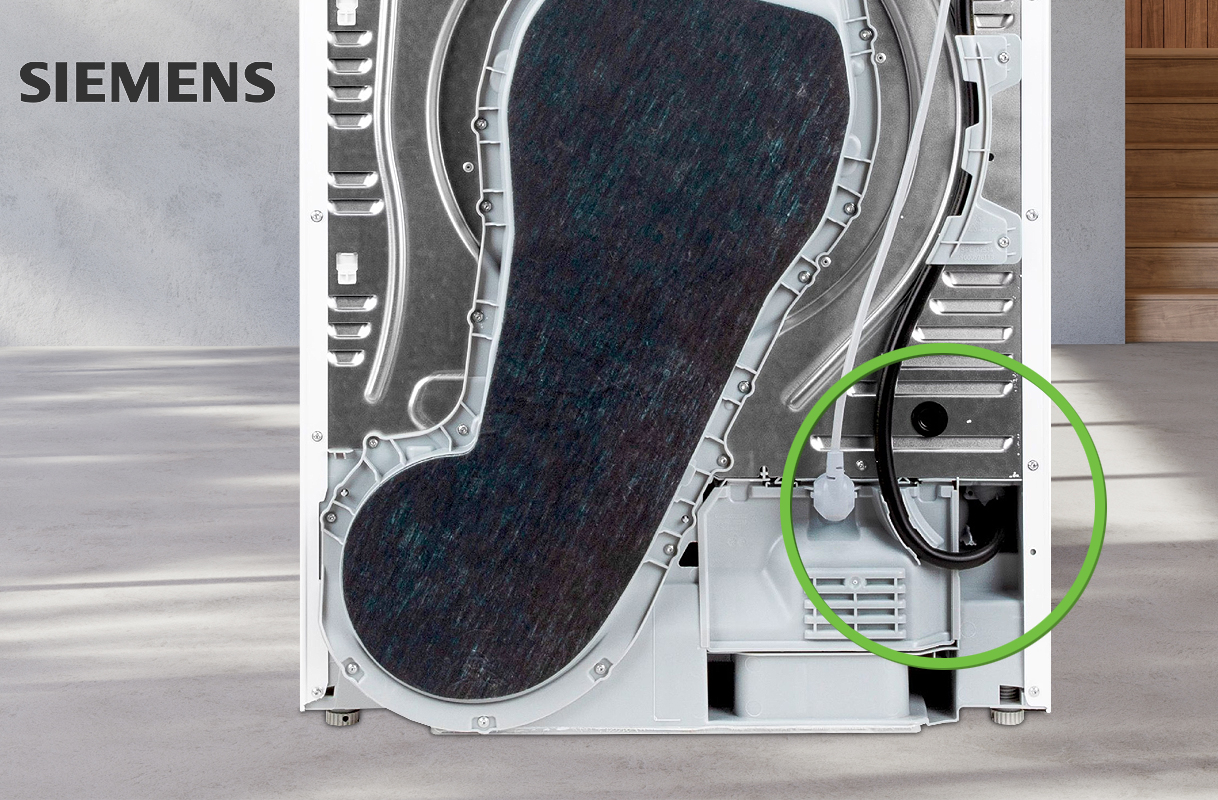 Siemens droger aansluiten op de afvoer.