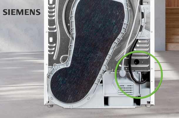 Siemens droger aansluiten op de afvoer.