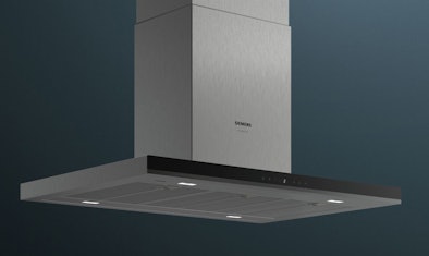 Siemens eilandschouwkap voor boven een kookeiland.