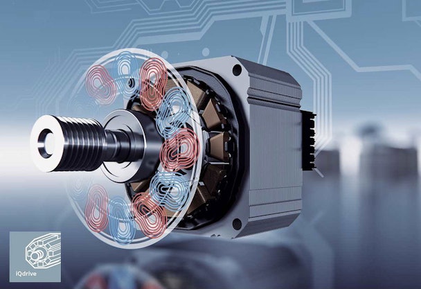 Doorsnede van de Siemens iQdrive motor met permanente magneten en directe aandrijving