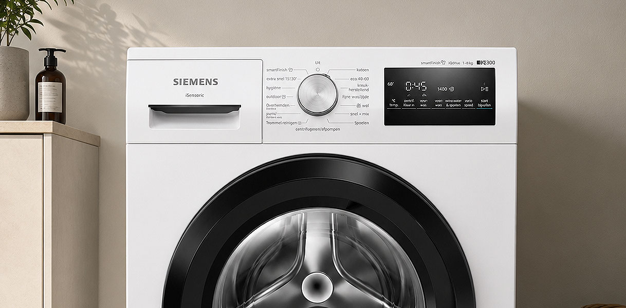 Siemens wasmachine van 8 kg met ruime trommel voor een stel of klein gezin