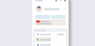 LG ThinQ app scherm met Smart Diagnosis knop voor het automatisch analyseren van wasmachine storingen