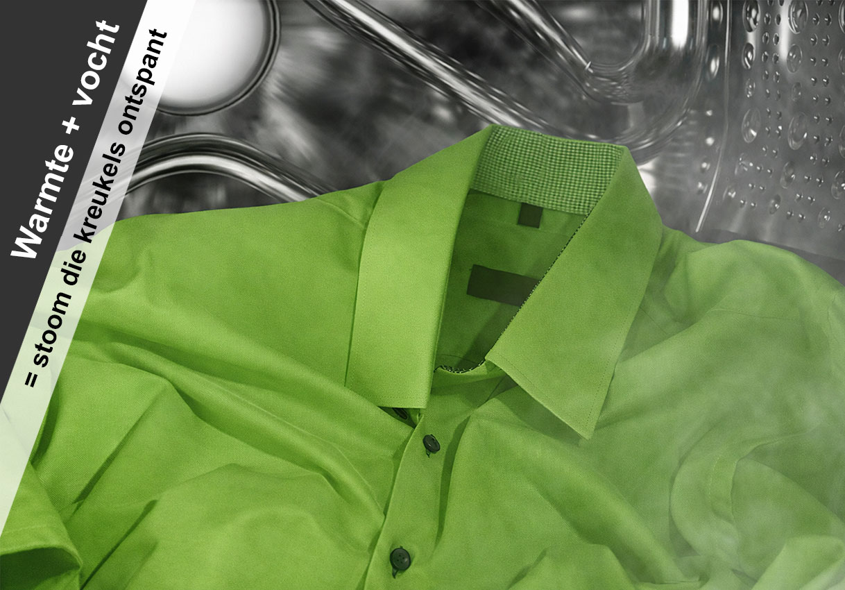 Siemens smartFinish stoomfunctie in actie: warmte en vocht combineren tot stoom die kreukels in kleding ontspant