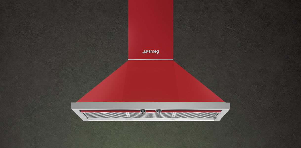 Smeg Portofino wandkap uit de KPF9-serie in moderne retro stijl