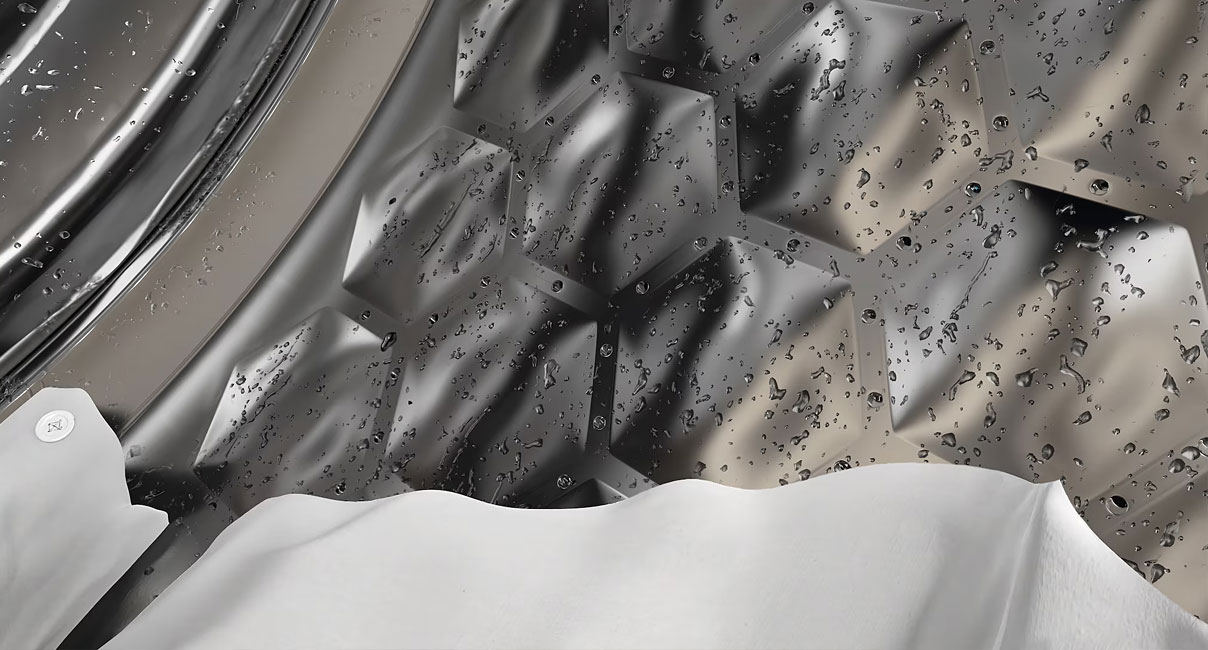 Miele SoftCare-trommel met honingraatstructuur voor bescherming van delicate stoffen en minder kreukvorming