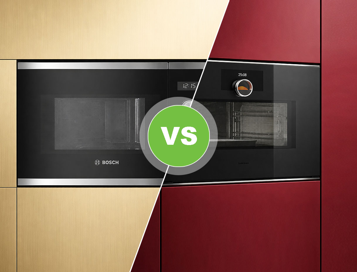 Vergelijking solo magnetron versus combi magnetron inbouw met verschillende nishoogtes en afmetingen