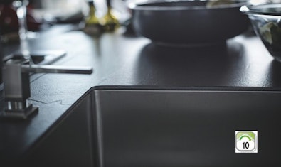 De spoelbak hoekradius varieert bij Franke van 1 tot 100.