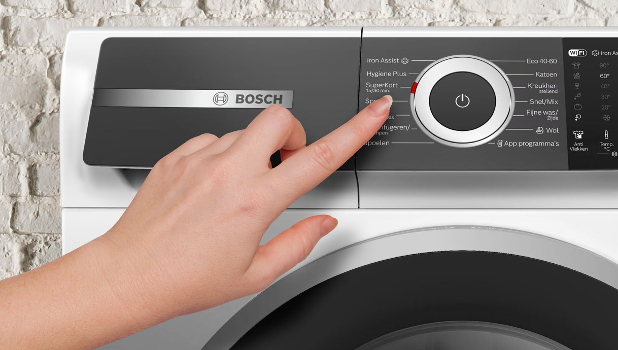 Bosch wasmachine programmaknop op super kort stand voor testen na reset