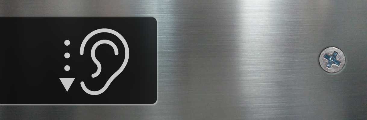 AEG vaatwasser display toont stil programma symbool met oor en geluidsniveau indicator