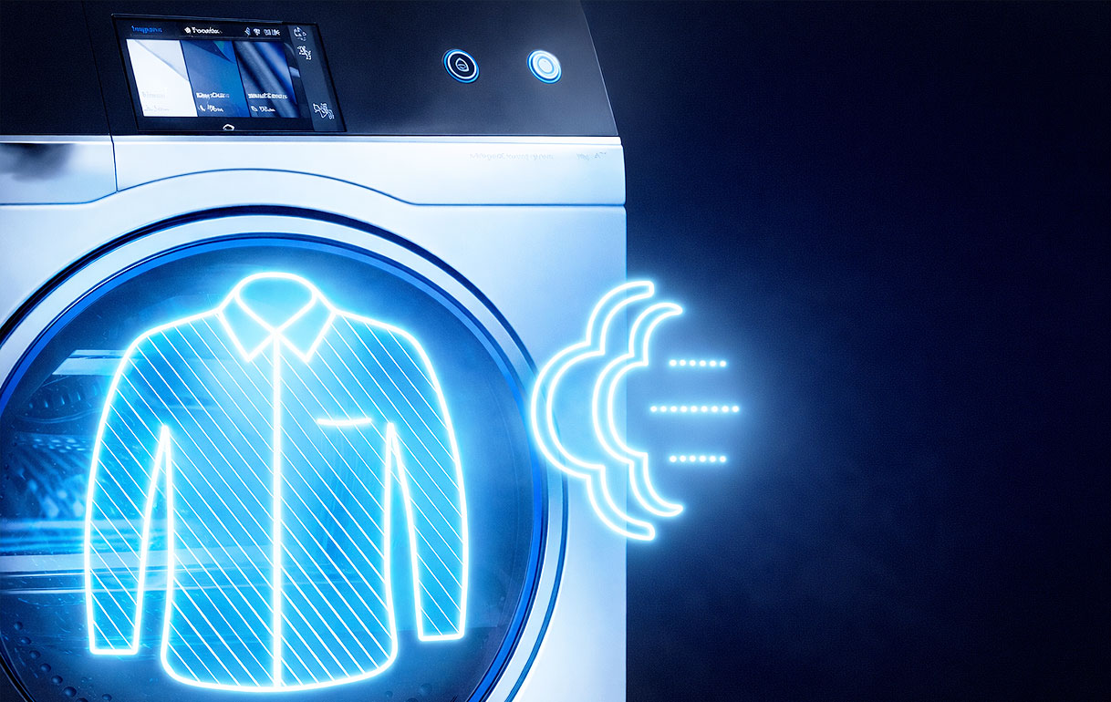 Siemens droger met smartFinish stoomfunctie die kleding glad stoomt in de trommel