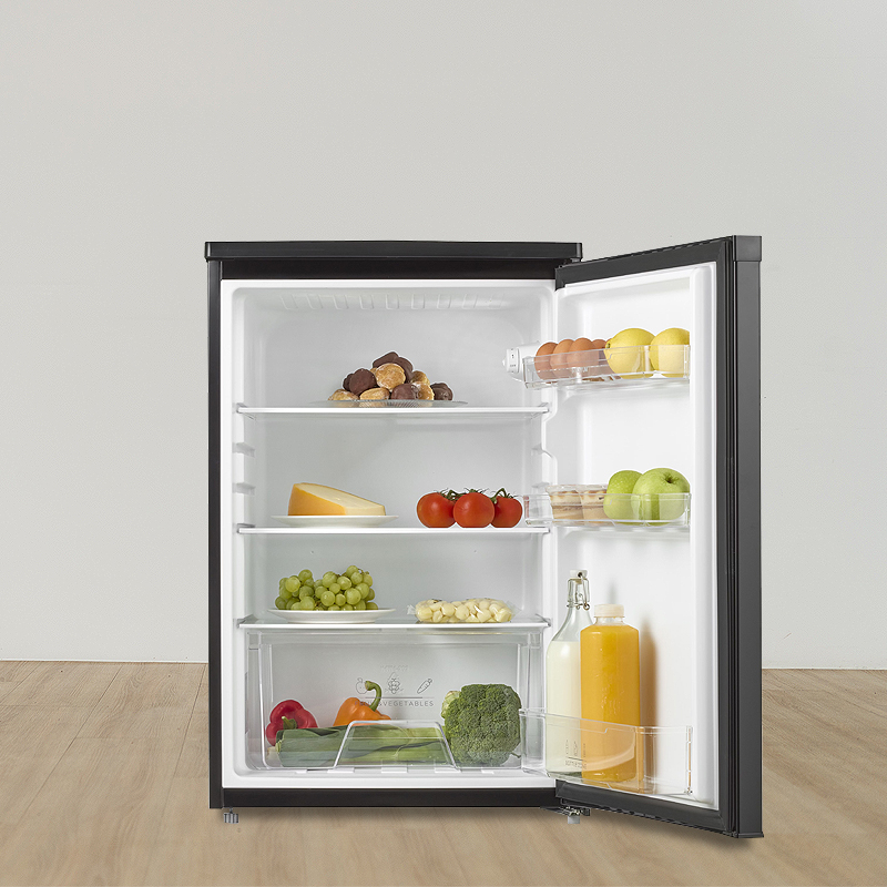 Tafelmodel koelkast zonder vriesvak met compacte indeling en groentelade voor kleine keukens en studentenkamers