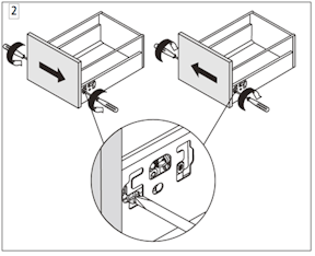 TANDEM uittreksysteem - 2 uittrekelementen met reling zijdeverstelling