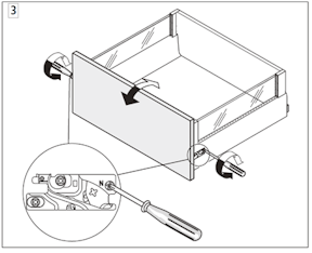 TANDEM uittreksysteem - 3 uittrekelementen zonder reling kantelverstelling