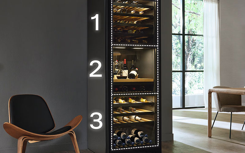 Vrijstaande Miele wijnklimaatkast met LED-verlichting en optimale wijnbewaring