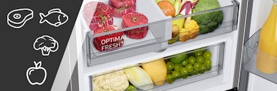 Zone voor groente, fruit, vlees en vis.