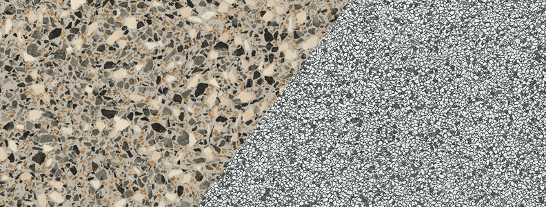 Terrazzo-look werkblad materialen.