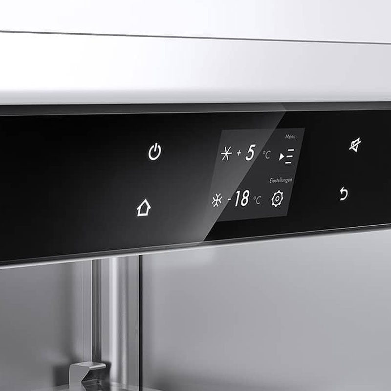 V-ZUG TouchControl bediening met digitaal kleurendisplay voor nauwkeurige temperatuurinstelling