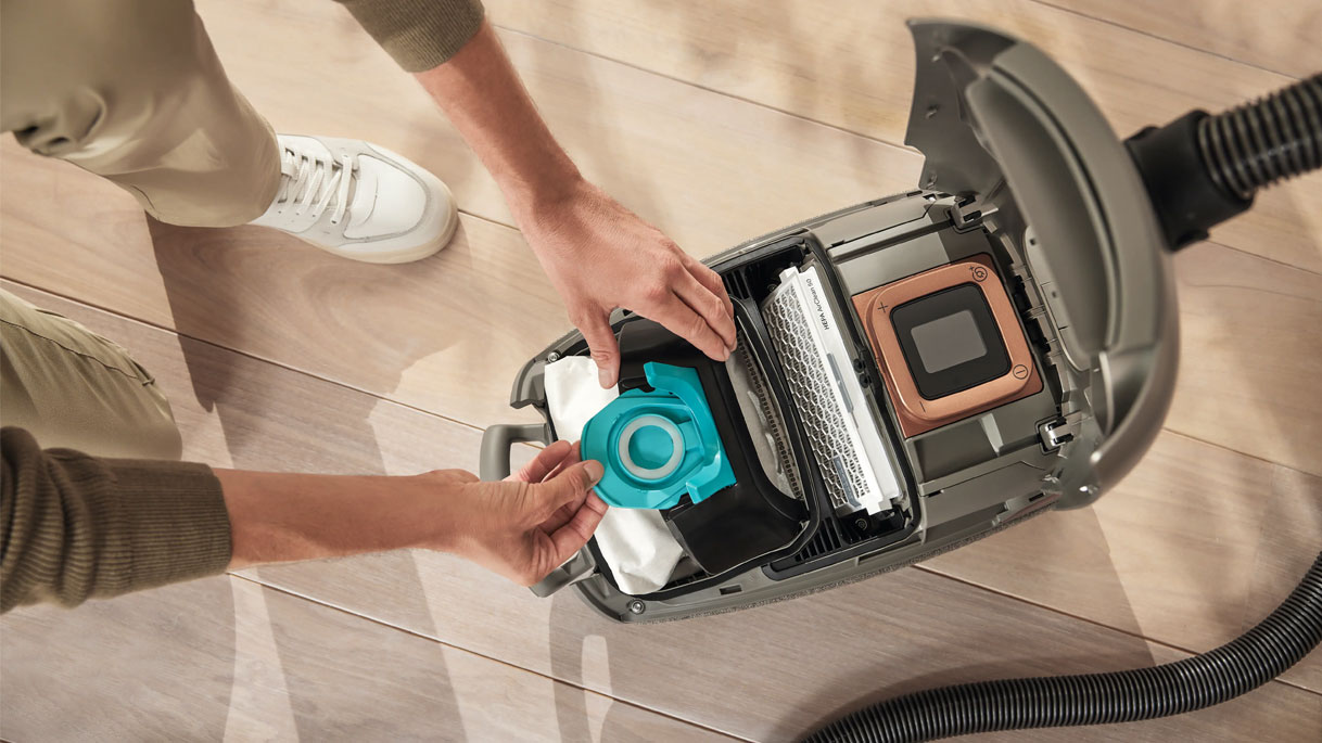 Unieke stofzuigerzak met ComfortFit3-systeem.