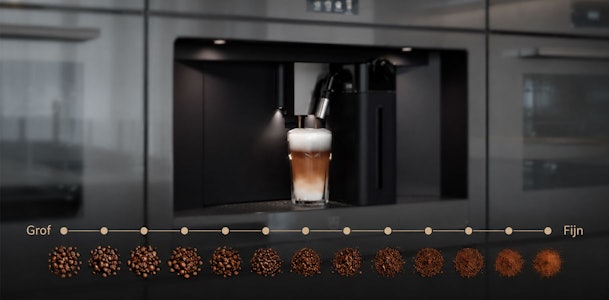 Dertien maalstanden van grof tot fijn gemalen bonen op een V-ZUG koffiemachine