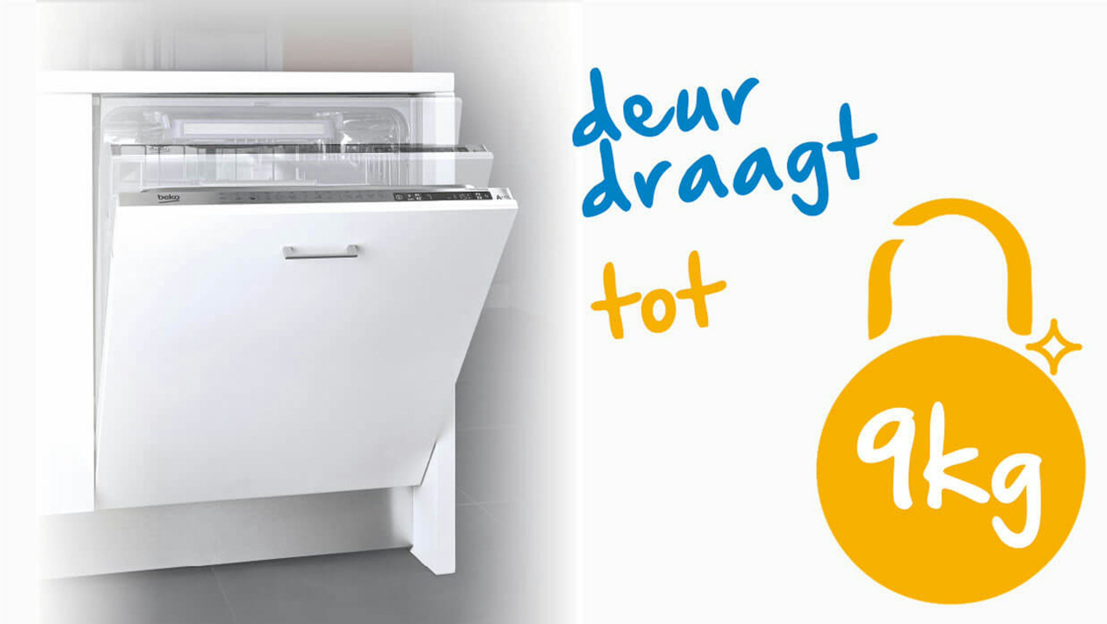 De vaatwasser deur kan 9 kilo dragen