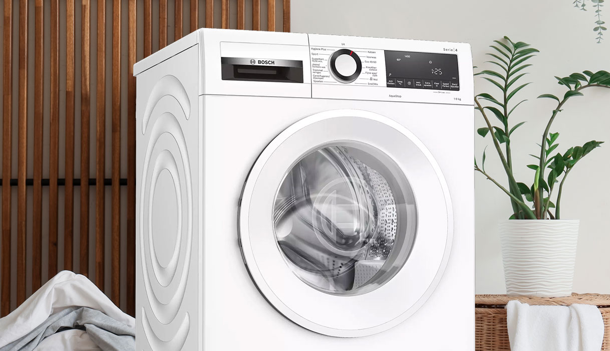 Bosch Serie 4 wasmachine met VarioPerfect technologie in rustige woonomgeving